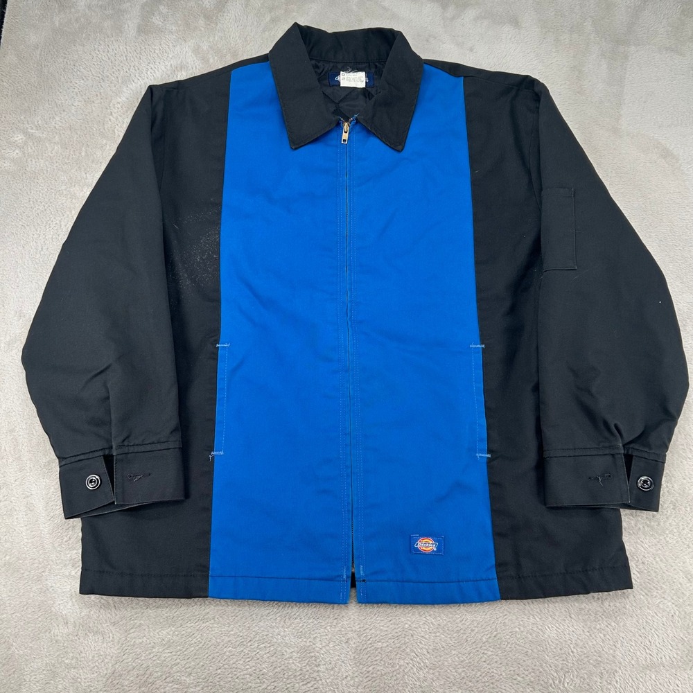 Vintage Dickies Eisenhower Mechanic Work Jacket Mens XL Black Two Tone Quilted